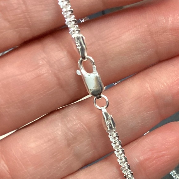 Sterling Silver Popcorn Chain Necklace Italy Sparkle Fine Jewelry 18 Inch - Picture 3 of 7